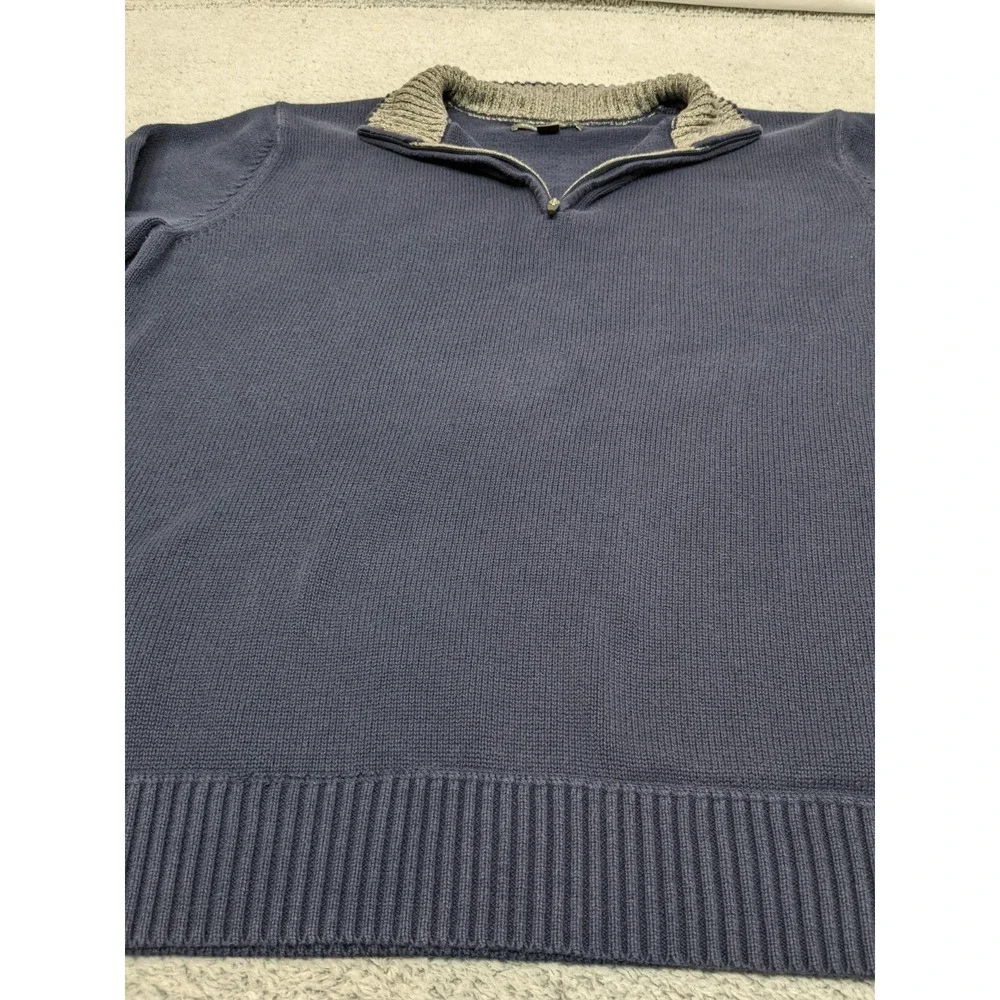 Eddie Bower Quarter‎ Zip Mock Neck Grandpa Core Sweater Navy Blue XLT Fisherman - Picture 3 of 15
